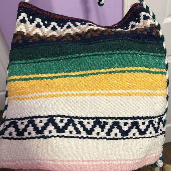 Roco Indian Blanket Crossbody Tote Made in Mexico - Picture 4 of 4